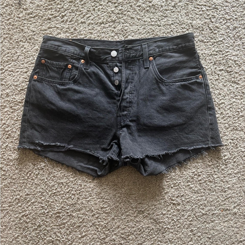 Black Levi’s 501 Original button-front cut offs